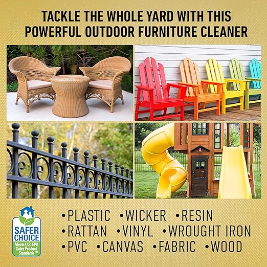CLR Brands Outdoor Furniture Cleaner, 26 oz. Spray Bottle, Cleans Outdoor Surfaces, Remove Dirt and Grime from Fabric, Wood, Wicker, PVC, Plastic and More