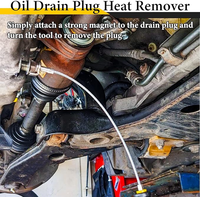 Strong Magnetic Oil Drain Plug Remover Tool, Oil Drain Plug Remover Instrument, Anti Scald Sump Plug Removal Tool, Universal Flexible Oil Plug Removal Tool (14 Inch)