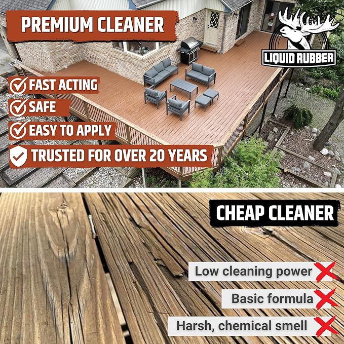 Liquid Rubber Multipurpose Outdoor Cleaner, Heavy Duty Surface Cleaner for Wood, Concrete, Brick, Vinyl, Roof, Driveway & Deck Prep, Fast Acting, 1 Gallon