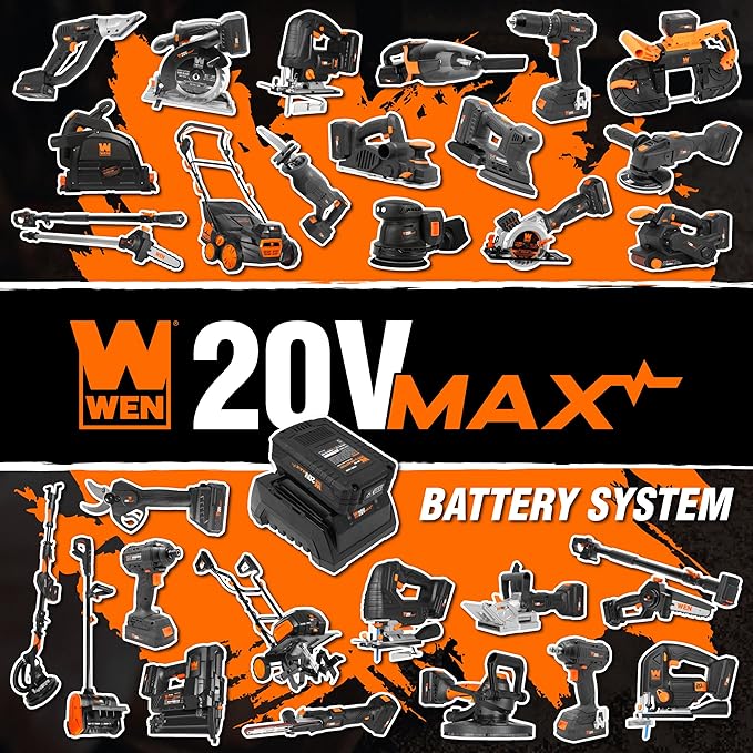 WEN Cordless Detail File Sander, Variable Speed with 20V Max 2.0 Ah Lithium-Ion Battery and Charger (20437)