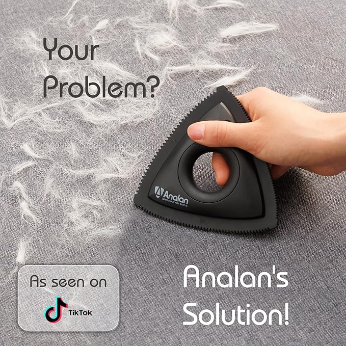 Analan Mini Pet Hair Remover, Triangle Design for Car Interior, Couch, Carpet, Multi Color (Ruby Red)