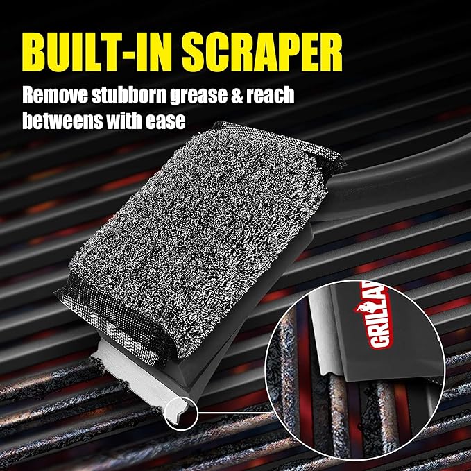 GRILLART Grill Brush Bristle Free, SteamWizards [Safe & Efficient] Grill Cleaner Brush for All Grill Grates, Replaceable Pad BBQ Grill Brush for Outdoor Grill, Grill Accessories, Gifts for Men/Dad