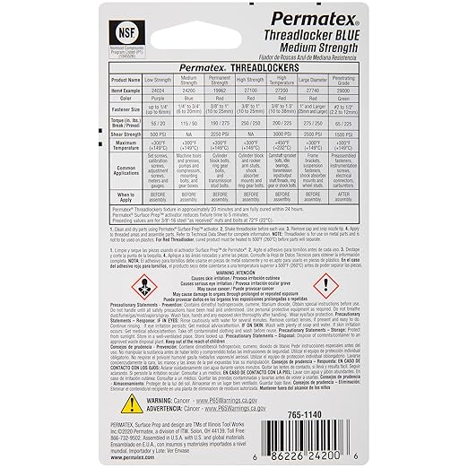 Permatex 24005 Medium Strength Threadlocker Blue Gel, 5 g