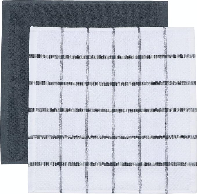 Cotton Cleaning Rags Terry Dish Cloths for Washing Dishes, Set of 8 Dish Rags for Cleaning, Light and Soft Dish Towels for Kitchen Drying Dishes, 12 Inch x 12 Inch (Grey Set)