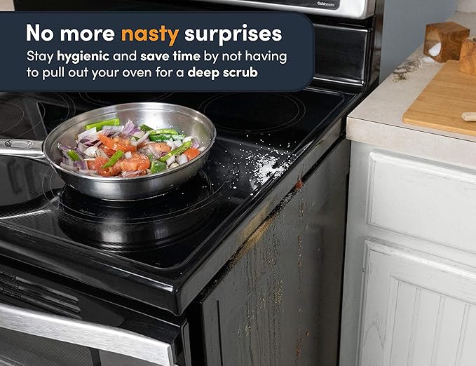 Linda’s Essentials Silicone Stove Gap Covers (2 Pack), Heat Resistant Oven Gap Filler Seals Gaps Between Stovetop and Counter, Easy to Clean Stove Gap Guard (25 Inches, Black)