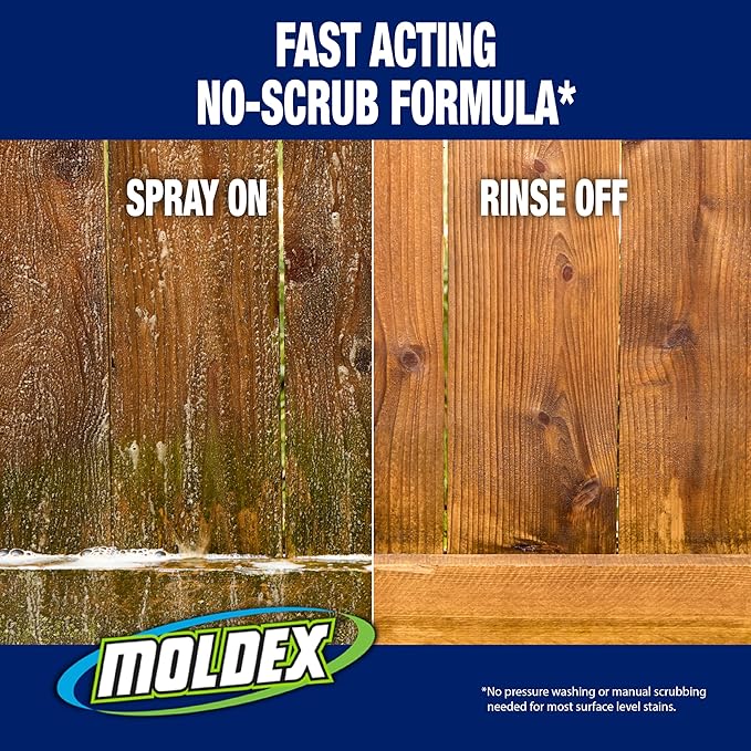 Moldex® Instant Outdoor Cleaner Concentrate with Bleach, 1 Gallon – Fast Acting Solution for Mold and Mildew Stains on Siding, Decks, Fences and Exterior Surfaces