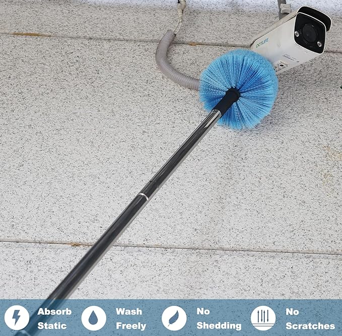Twist-On Cobweb Duster Head Brush // Spider Web Brush for Outdoor & Indoor Web Cleaning // Fits Standard Acme Threaded Poles // Brush Head Only -1 Pack