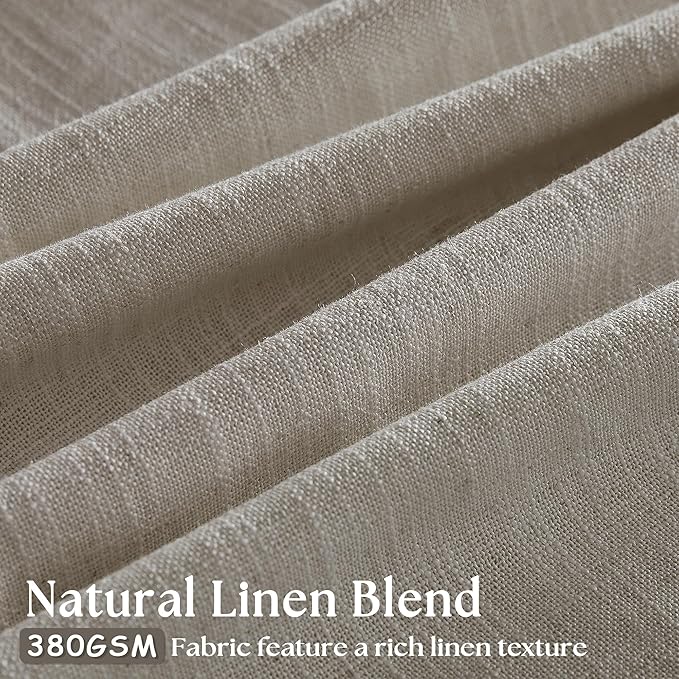 Burlywood Birch 90 Inches Long 70 Inch Wide Curtains for Living Room Light Filtering Semi Sheer Modern Farmhouse Pleated Curtain Back Tab for Patio Sliding Door Dining Room Large Window 1 Panel 70x90