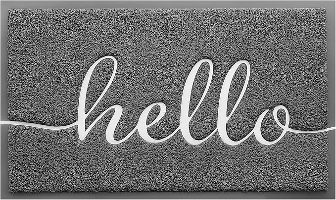 Door Mat (30"x17.5",Dark Grey), Welcome Mat Low Profile Front Doormat Non Slip Mats for Entryway, Patio, High Traffic Areas