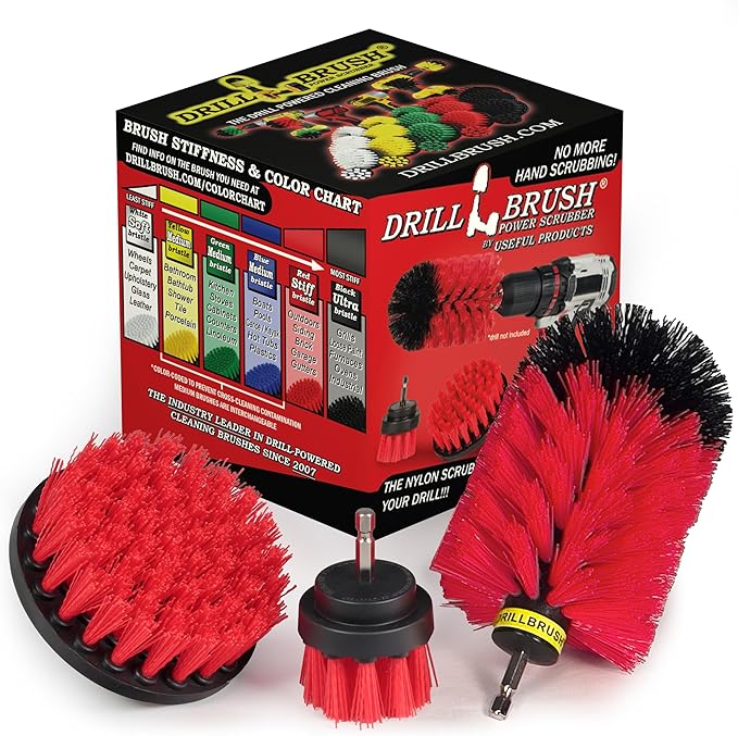 Outdoor Cleaning Brushes - Garage Drill Powered Cleaning Brush Kit - Concrete Scrubber Brush Set - Concrete Stain Remover Brush Set - Deck Cleaning Scrub Brush - Home Lawn Equipment Cleaning Tools
