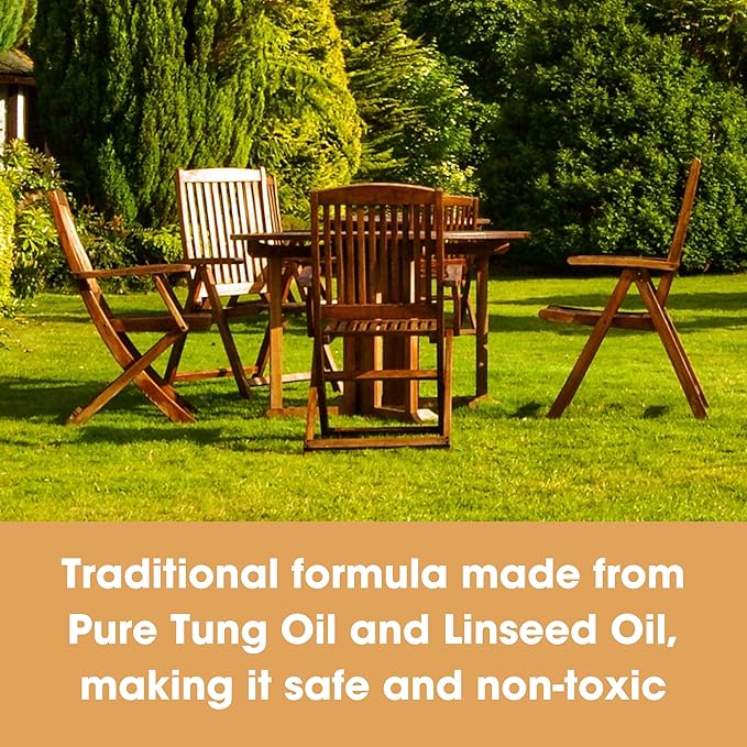 Furniture Clinic Teak Oil | Wood Oil Protects & Cleans Outdoor & Indoor Furniture, Boats, Shower Benches | Restore & Protect Wood, Prevent Drying & Other Damage | Natural Matte Finish | 17oz/500ml