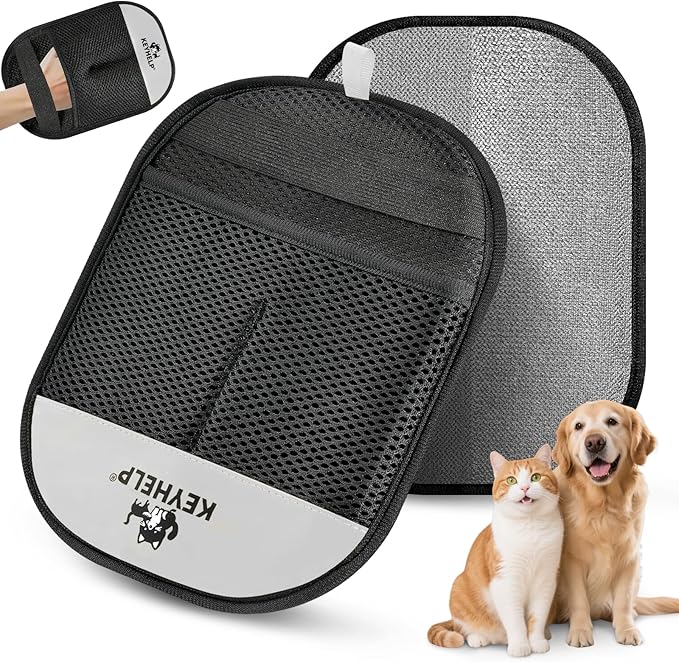 Pet Hair Removal Glove for Dogs & Cats, Newly Upgraded Reusable Electrostatic Pet Hair Glove, Magic Brush Pet Hair Remover Tool for Clothing, Couch, Carpet, Car Seat（Gray）