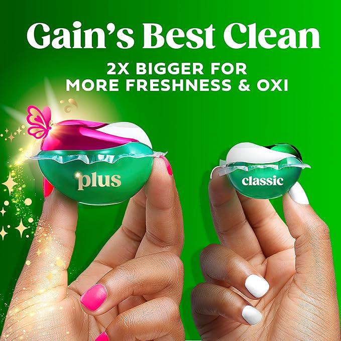 Gain Plus Flings Liquid Washing Detergent Pods, Gain's Best Clean, All-In-One, Happy Hibiscus Scent Laundry Pacs, 45 Count (Packaging May Vary)