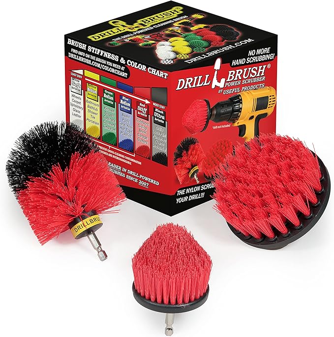 Outdoors Cleaning and Scrubbing Brush - Wood Cleaning Brush - Concrete Cleaner Tool - Deck Brush - Rust Stain Remover - Brick Cleaner Brush Set - Stiff Bristle Outdoor Cleaning Brush - Patio Cleaner