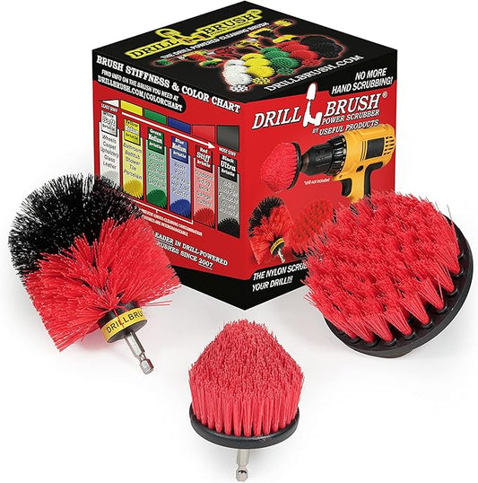 Outdoors Cleaning and Scrubbing Brush - Wood Cleaning Brush - Concrete Cleaner Tool - Deck Brush - Rust Stain Remover - Brick Cleaner Brush Set - Stiff Bristle Outdoor Cleaning Brush - Patio Cleaner
