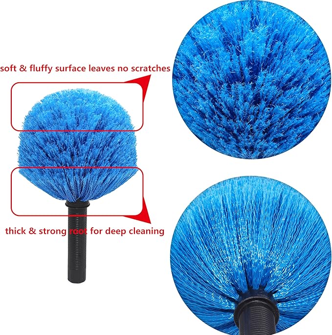 Twist-On Cobweb Duster Head, Soft Bristles Spider Web Duster Brush for Outdoor & Indoor Cleaning, Fits Standard 3/4 inch Threaded Poles