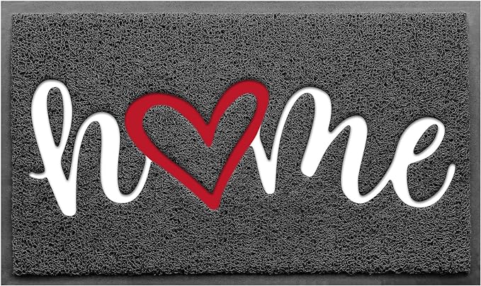 Door Mat, Welcome Mat Low Profile Floor Mat Front Doormat Indoor and Outdoor Doormat Non Slip Rugs for Entryway, Patio, High Traffic Areas (30"x17.5", Grey-Home)