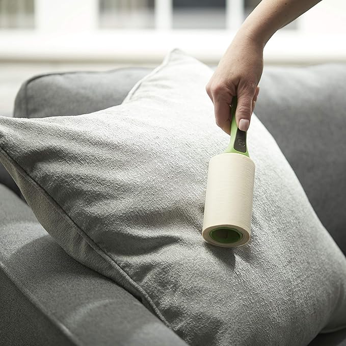 Evercare Pet Hair Lint Rollers All Purpose Use 100 Easy-Tear Sheets Per Roll Reusable Sticky Roller Pets Cat & Dog Hair Remover Contoured Handle for Furniture Clothing & Cars, Green (Pack of 12)
