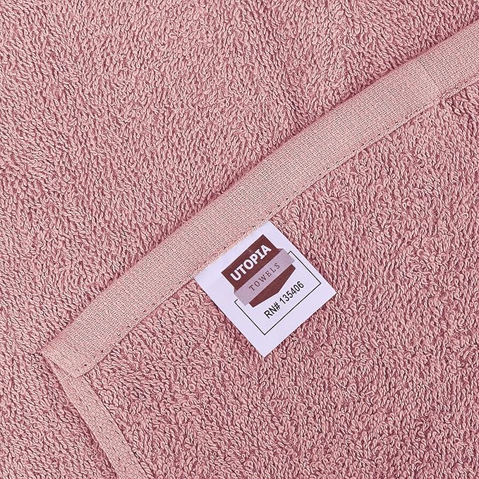 Utopia Towels Kitchen Bar Mops, Pack of 12, 16 by 19 Inches, 100% Cotton Super Absorbent Dusty Pink Towels, Multi-Purpose Cleaning Towels for Home and Kitchen Bars