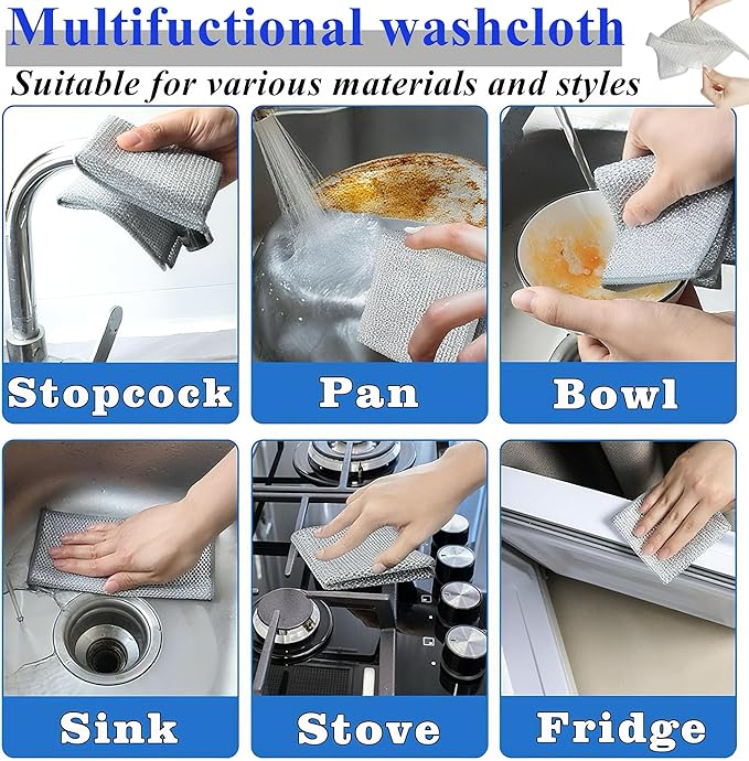 16Pcs Crevice Cleaning Brush Set, Hard Bristle Gap Cleaning Brush for Bathroom Window Tracks, Deep Cleaning Tools Kit with Wire Detail Brushes & Non-Scratch Wire Dishcloths for Kitchen