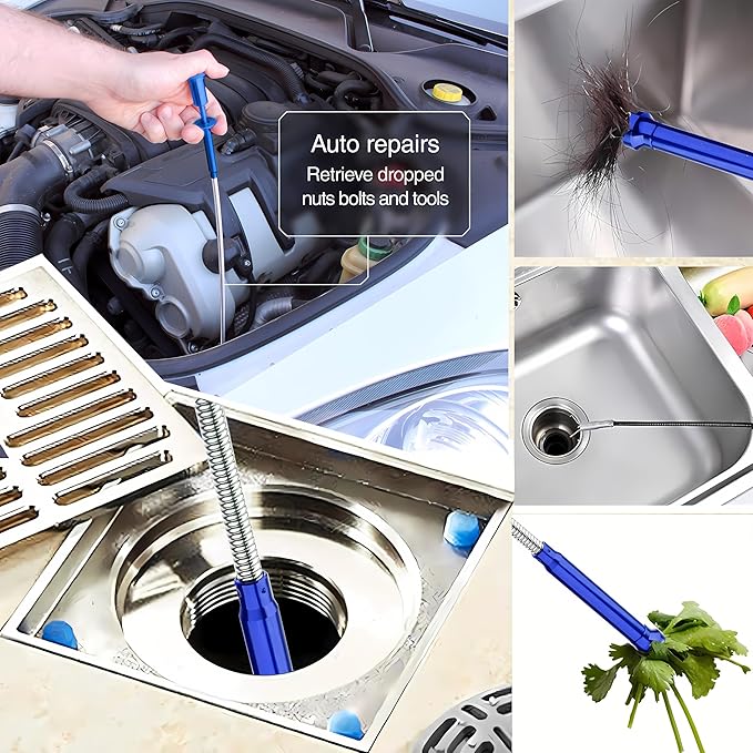 Flexible Magnetic Grabber Claw Pick Up Reacher Tool with LED Light, 4 Claws Bendable Hose Reaching Assist Tool for Litter Pick, Home Sink, Drains, Toilet