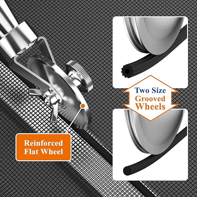 MAGZO Heavy-Duty Screen Roller Tool Kit, Best Stainless Steel Material Withstand Thousands of Use, Spline/Repair Tool with 3 Wheel Types for Installing/Replacing Window/Door Screens, Easy to Handle