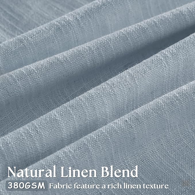 Light Blue Linen Curtains 102 Inches Long for Living Room Pinch Pleated Drape with Hooks Rings for Track System Light Filtering 102 Inch Curtain for Bedroom Sliding Patio Door 2 Panels Dusty Blue