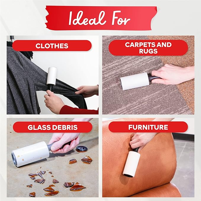 XFasten Lint Rollers for Pet Hair - Extra Sticky (900 Sheets/10 Refills/2 Upgrade Handles) Heavy Duty Portable Lint Remover Brush for Clothes, Dog Cat Furniture