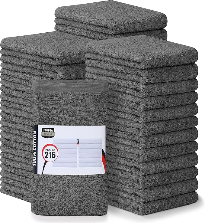 Utopia Towels Kitchen Bar Mops Towels, Pack of 216-16 x 19 Inches, 100% Cotton Super Absorbent Grey, Multi-Purpose Cleaning Towels for Home and Kitchen Bars