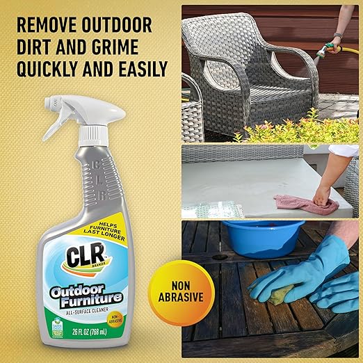 CLR Brands Outdoor Furniture Cleaner, 26 oz. Spray Bottle, Cleans Outdoor Surfaces, Remove Dirt and Grime from Fabric, Wood, Wicker, PVC, Plastic and More