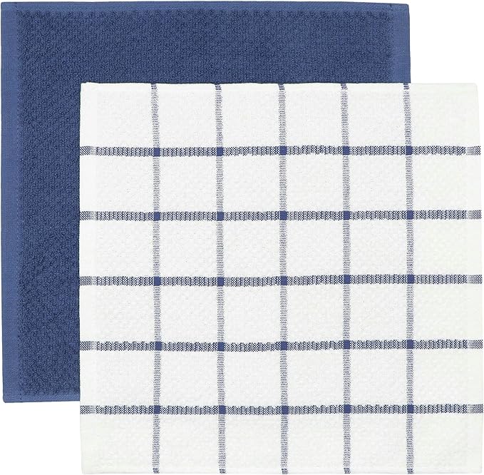 Cotton Cleaning Rags Terry Dish Cloths for Washing Dishes, Set of 8 Dish Rags for Cleaning, Light and Soft Dish Towels for Kitchen Drying Dishes, 12 Inch x 12 Inch (Blue Set)