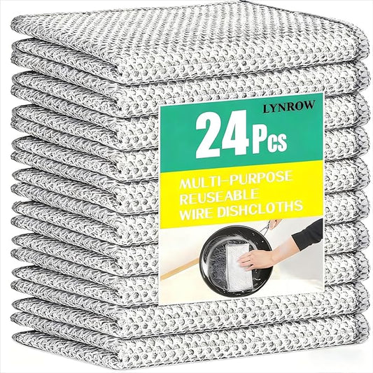 24 Pcs Reusable Dish Cloths, Multipurpose Non-Scratch Cleaning Cloths for Kitchen, Dishes, Sinks, and Stove Tops, Durable and Eco-Friendly