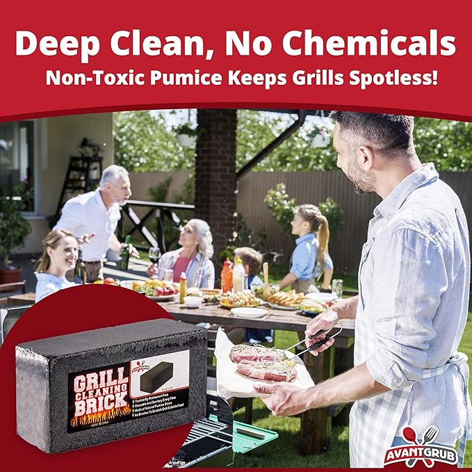 Heavy Duty Grill Cleaning Brick 1 Pack. Commercial Grade Pumice Stone Tool Cleans & Sanitizes Restaurant Flat Top Grills or Griddles. Remove Grease Stains and Dirt Without Harsh Chemicals or Abrasives