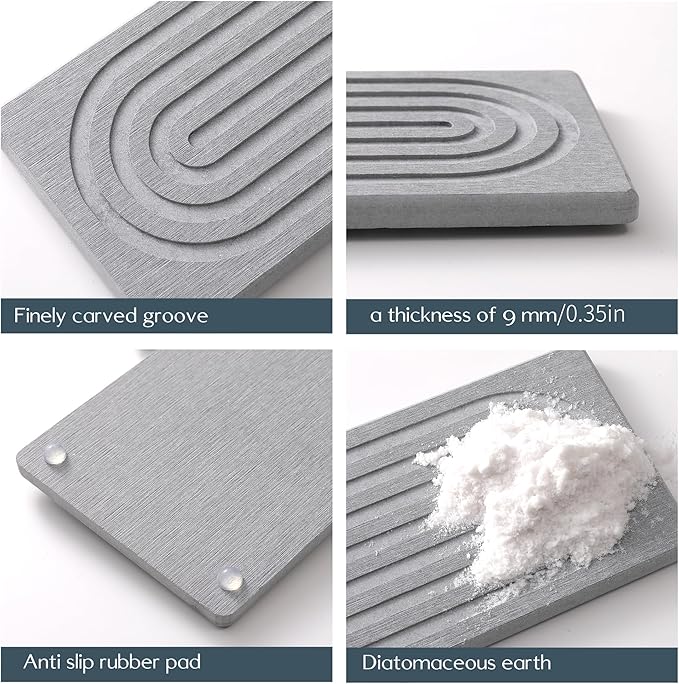 24'' Longer Faucet Mat for Kitchen Sink [Diatomite Stone Super Fast Drying] Stone Faucet Mat for Kitchen Sink Splash Guard Sink Stone Quick Dry around Faucet Stone Drying Mat Bathroom Quick Drying Mat