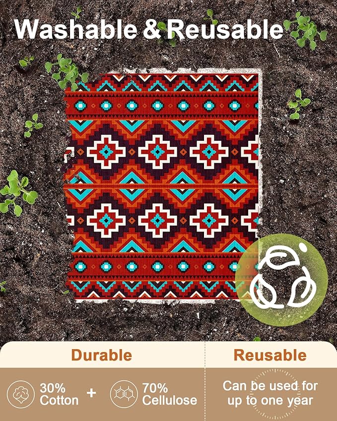 Miss Adola Kitchen Swedish Dishcloths with Hooks - 6 Pack Reusable Dish Cloths for Washing Dishes Fast Drying Cute Fun Swedish Dish Towels Washable Cleaning Sponge, Brown Cowboy
