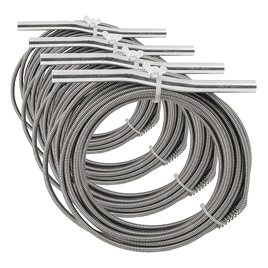 .25-in. Diameter Steel 25-Foot Light Auger for Small to Medium Drains 7710025, Hand-Cranked Toilet Snake and Drain Clog Remover, Plumbing Snake for Toilets and 2-inch Wide Drains (Pack of 4)