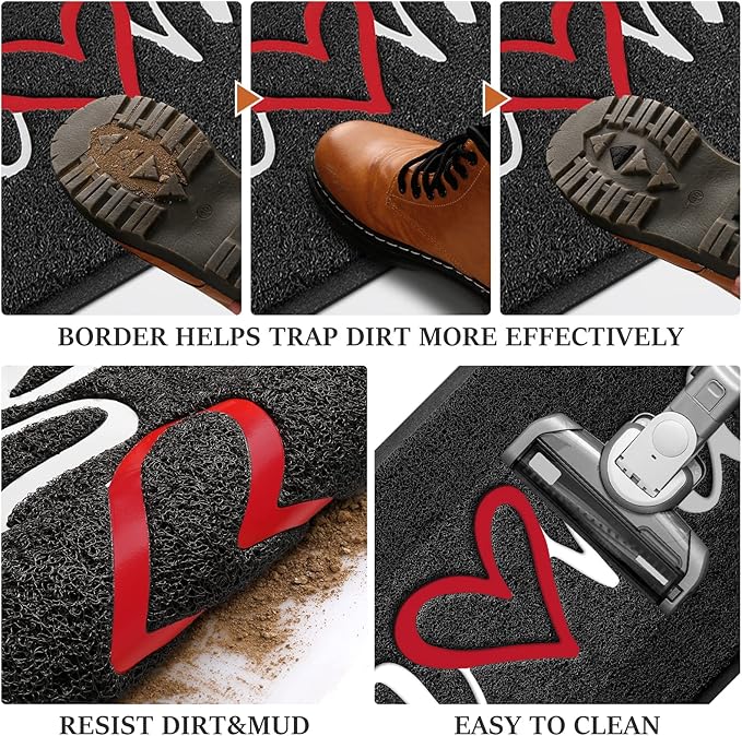 Door Mat, Welcome Mat Low Profile Floor Mat Front Doormat Indoor and Outdoor Doormat Non Slip Rugs for Entryway, Patio, High Traffic Areas (36"x24", Black-Home)