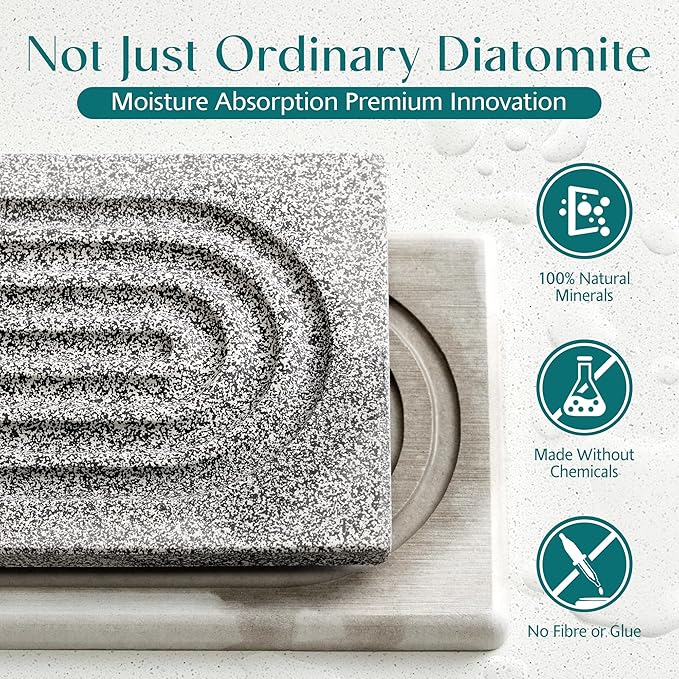Stone Faucet Mat for Kitchen Sink, Diatomite Stone Drying Mat for Kitchen Counter, 2026 Upgraded Dishwasher-Safe & Ultra Absorbent, Chemical-Free Stone Dish Mat for Bottles Utensils (20" x 3.9")