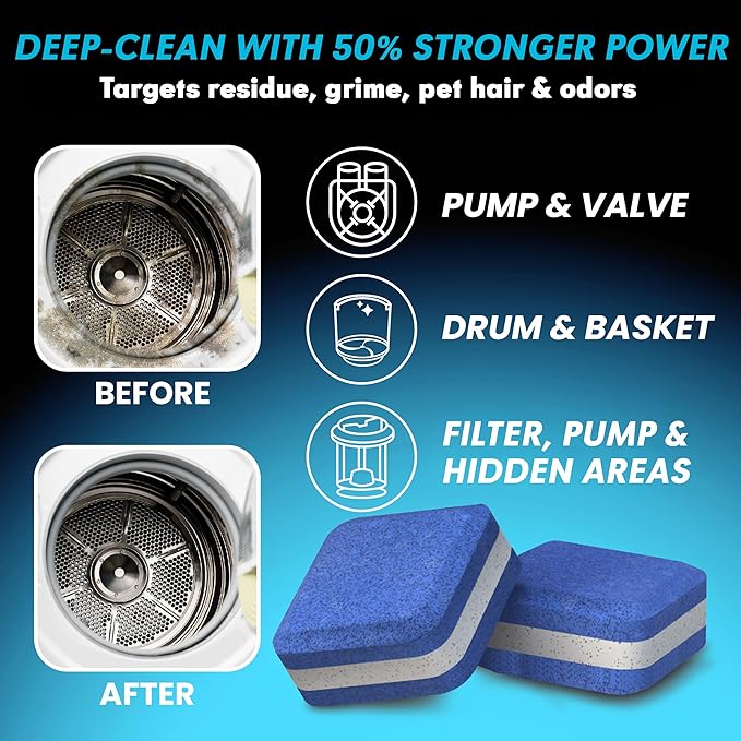 Washing Machine Cleaner New Ultra Pro Tablets 50% Stronger Formula for Pet - 56 Pack, HE Front & Top Load, Washer Deep Cleaning, Remove Tough Pet Hair, Odors, Residue & Grime, No Dander Build-up