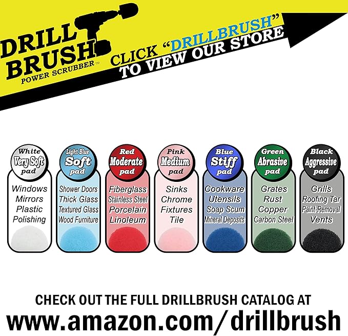 Cleaning Supplies - Bathroom Accessories - Scrub Pads - Floor Scrubber - Shower Cleaner - Scouring Pad Kit - Bath Mat – Bathroom Sink - Drill Scrubber - Attachment - Soap Scum, Hard Water Stains