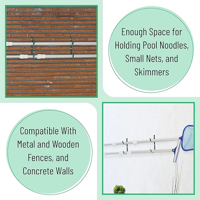 UNCO Pool Pole Hanger - 2 Pack, Pool Equipment Hooks for Poles and Hose, Accessories