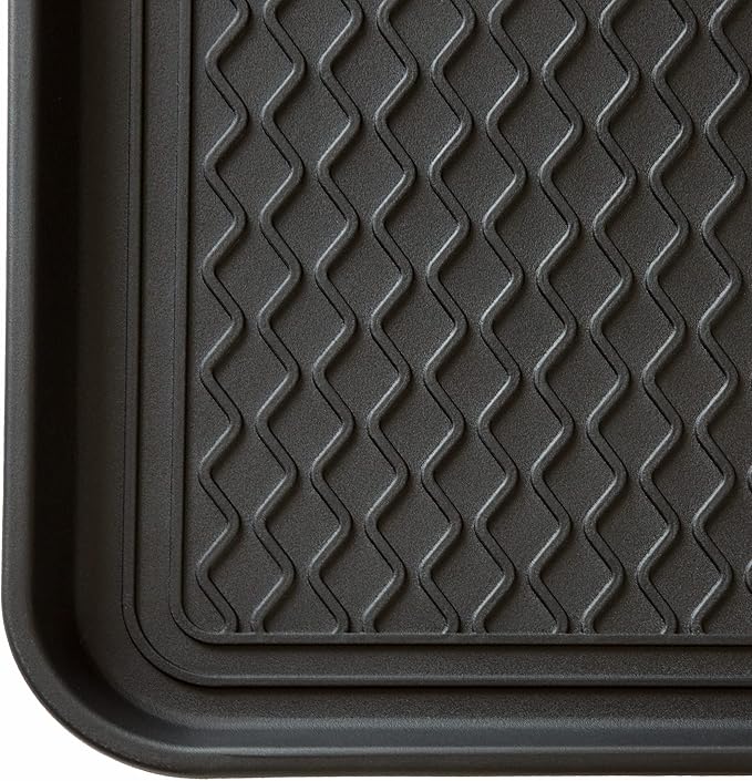 All-Weather Indoor/Outdoor Boot Tray - Weather-Resistant Hard Plastic Shoe Mat with Raised Edge for Entryways, Decks, and Patios by Stalwart (Black)