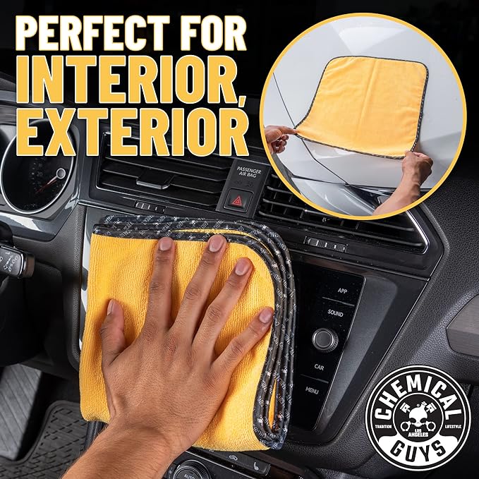 Chemical Guys Automotive Microfiber Drying Chamois Gold 3 Pack Extra Absorbent Car Drying Cloths for Streak Free Paint Glass and Smooth Exterior Surfaces 24 x 16 Inches