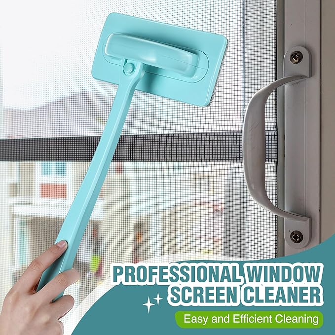 Enhon 2 Pack Mesh Screen Cleaner, Window Screen Cleaning Brush Washing Equipment, Detachable Window Cleaner Tool with Wet and Dry Dual Use