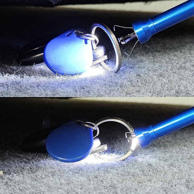 Claw grabber pickup tool,24.4 in Claw Grabber Tool with LED Light grabbing tool claw grabber pickup tool for Litter Pick Home Sink Drain and Metal small items (Blue)