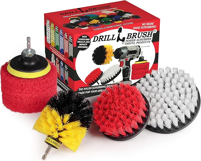 Cleaning Supplies - Bathroom Accessories - Drill Brush - Scouring Pad - Shower Cleaner - Bath Mat - Tile - Bathtub - Sink - Shower Door - Grout Cleaner - Kitchen Accessories - Outdoor - Scrub Brush
