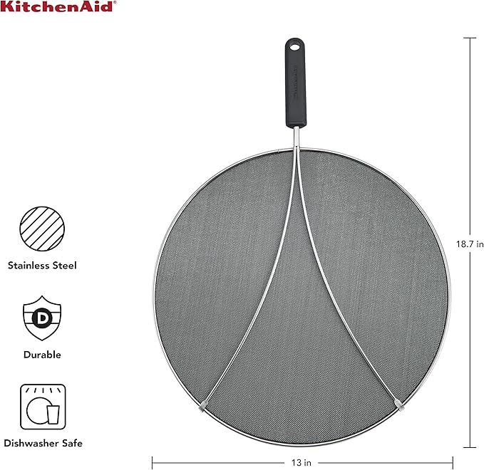 KitchenAid Gourmet Odor Absorbing Splatter Screen, 13-Inch, Black