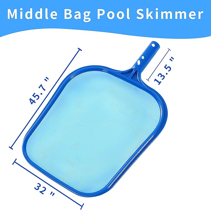 Pool Skimmer - Pool Skimmer Net Flat Screen Head, Skimmer Net with Fine Mesh Net for Cleaning Leaf of Swimming Pools, Blue