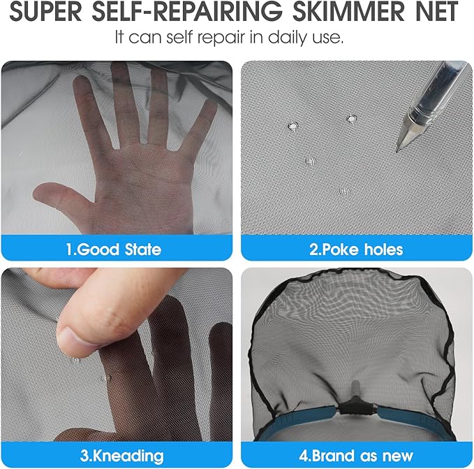 TidyMister Pool Skimmer Net with Front Double Layer Net, Ultra Fine Mesh Diamond Netting Pool Leaf Rake for Above Ground Pools & In-ground Pools, Fit with 1-1/4'' Standard Pole