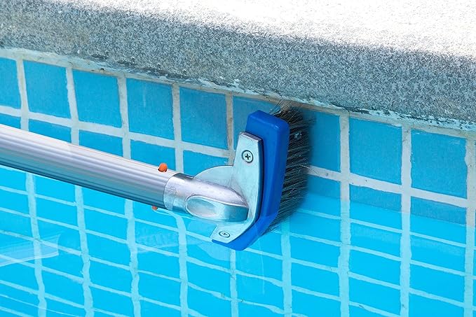 Aquatix Pro Heavy Duty 5" Pool Brush, Durable Stainless Steel Bristles, Aluminium Handle, Tackles & Cleans Stubborn Stains in Swimming Pools, Steps, Walls, Tiles, Best for Concrete & Gunite Surfaces